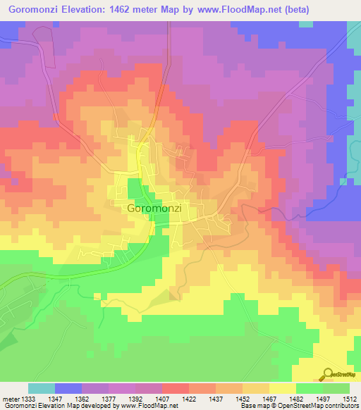 Goromonzi,Zimbabwe Elevation Map