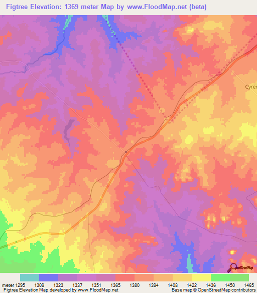 Figtree,Zimbabwe Elevation Map
