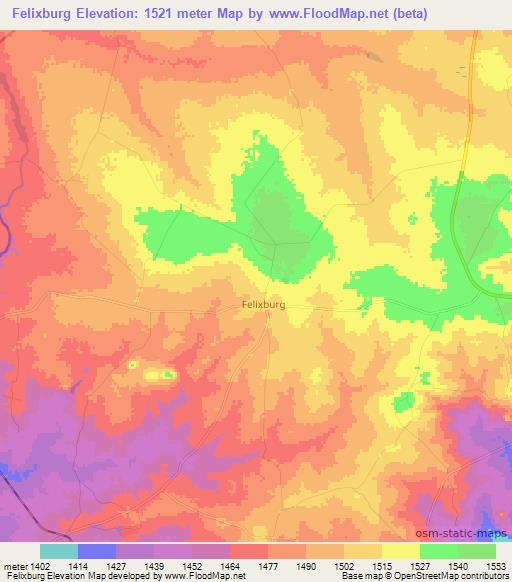 Felixburg,Zimbabwe Elevation Map