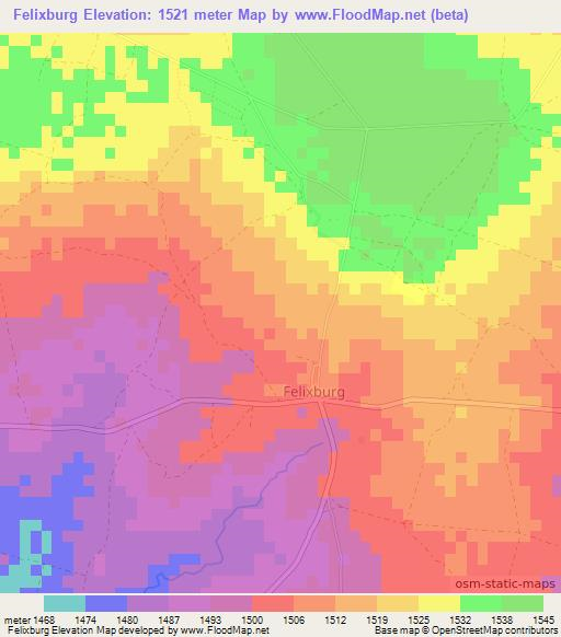 Felixburg,Zimbabwe Elevation Map
