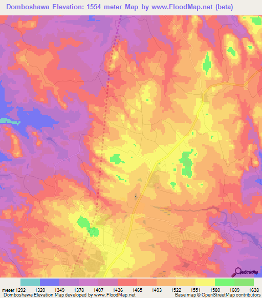Domboshawa,Zimbabwe Elevation Map