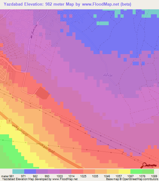 Yazdabad,Iran Elevation Map