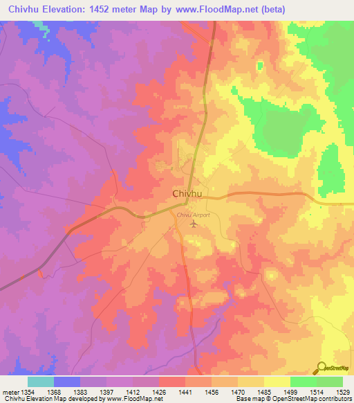 Chivhu,Zimbabwe Elevation Map