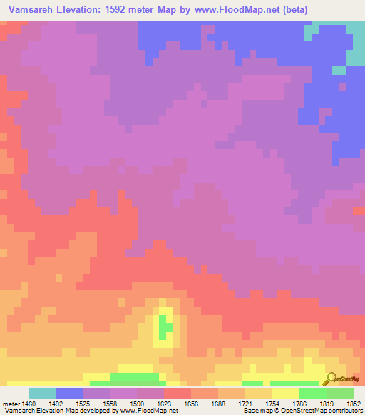 Vamsareh,Iran Elevation Map