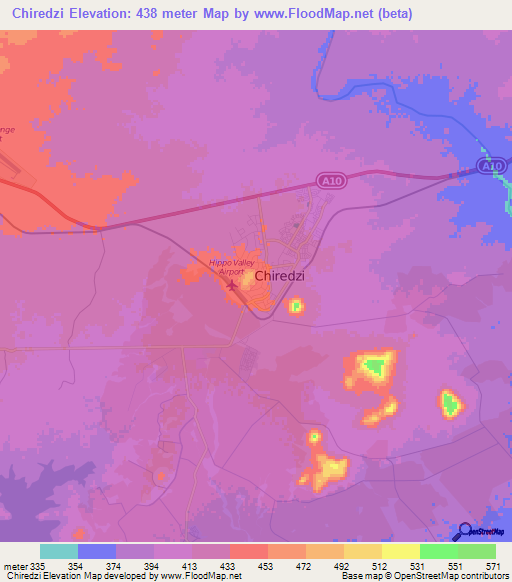 Chiredzi,Zimbabwe Elevation Map