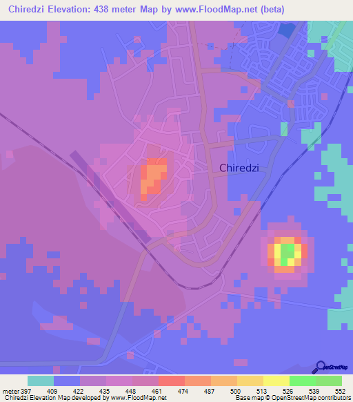 Chiredzi,Zimbabwe Elevation Map