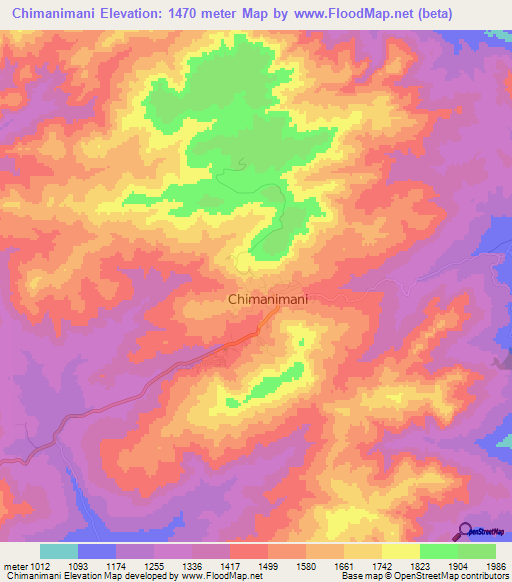 Chimanimani,Zimbabwe Elevation Map