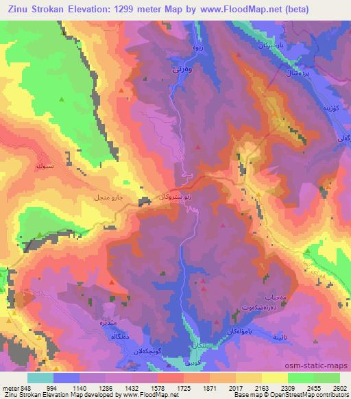 Zinu Strokan,Iraq Elevation Map