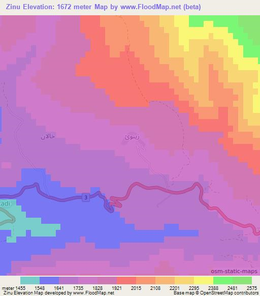Zinu,Iraq Elevation Map