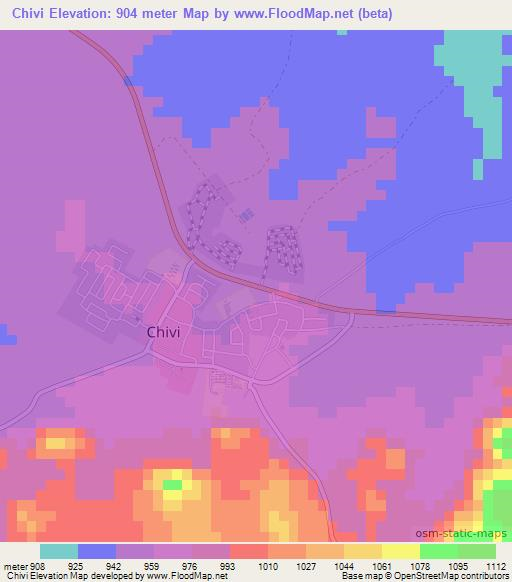 Chivi,Zimbabwe Elevation Map