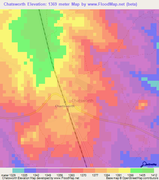 Chatsworth,Zimbabwe Elevation Map