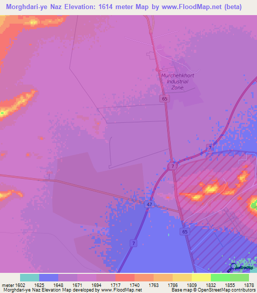 Morghdari-ye Naz,Iran Elevation Map