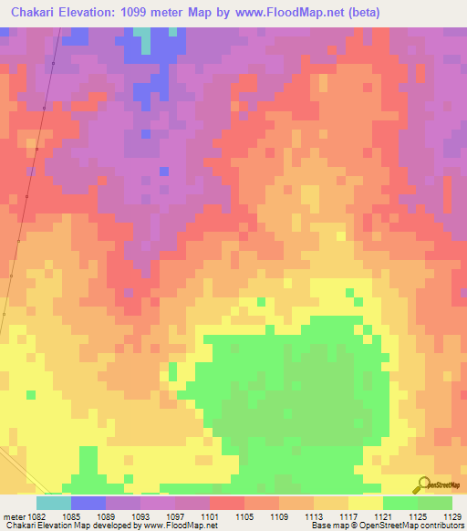 Chakari,Zimbabwe Elevation Map