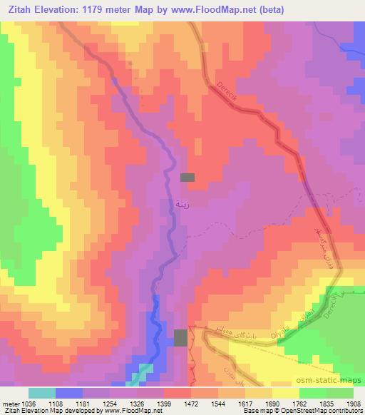 Zitah,Iraq Elevation Map
