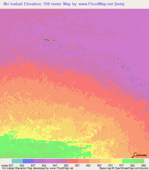 Mo`inabad,Iran Elevation Map
