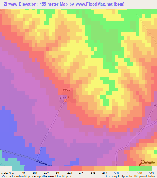 Zirwaw,Iraq Elevation Map