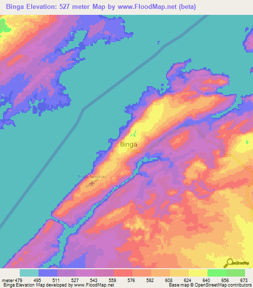 Binga,Zimbabwe Elevation Map