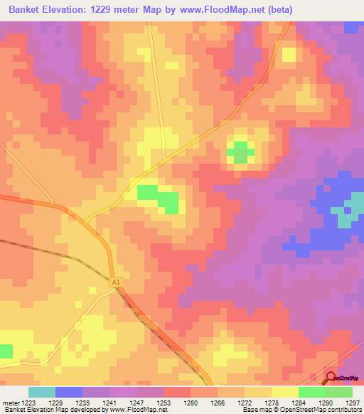 Banket,Zimbabwe Elevation Map
