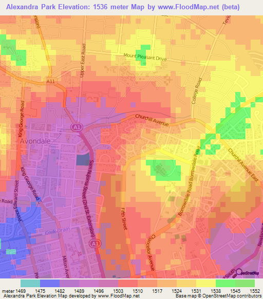 Alexandra Park,Zimbabwe Elevation Map