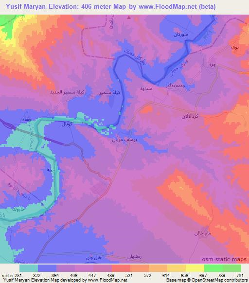 Yusif Maryan,Iraq Elevation Map