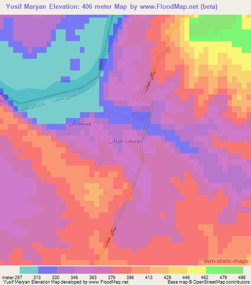 Yusif Maryan,Iraq Elevation Map