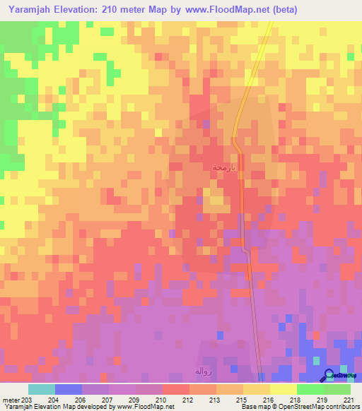 Yaramjah,Iraq Elevation Map