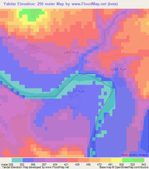 Yakdar,Iraq Elevation Map