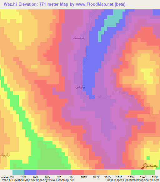 Waz.hi,Iraq Elevation Map