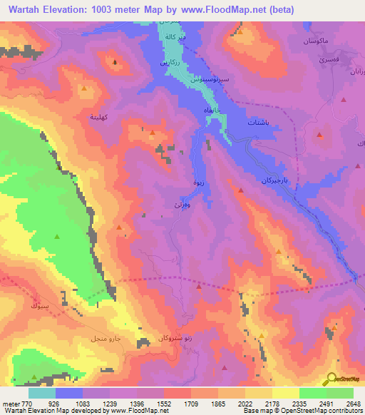 Wartah,Iraq Elevation Map