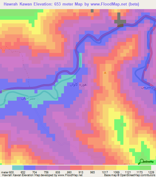 Hawrah Kawan,Iraq Elevation Map