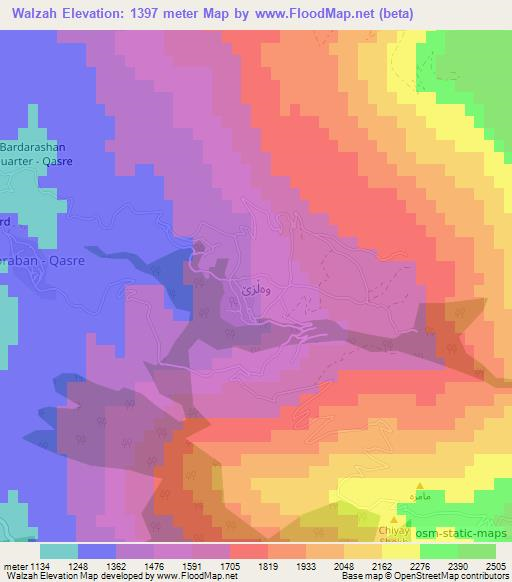 Walzah,Iraq Elevation Map