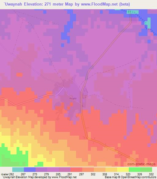 `Uwaynah,Iraq Elevation Map