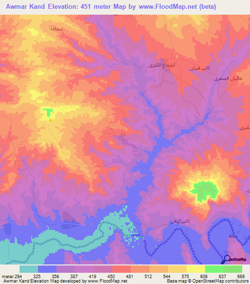 Awmar Kand,Iraq Elevation Map