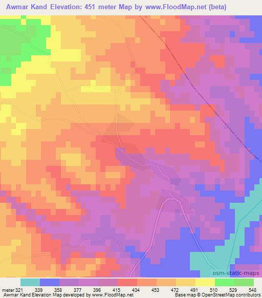 Awmar Kand,Iraq Elevation Map