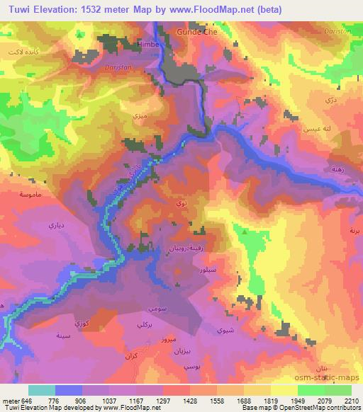 Tuwi,Iraq Elevation Map