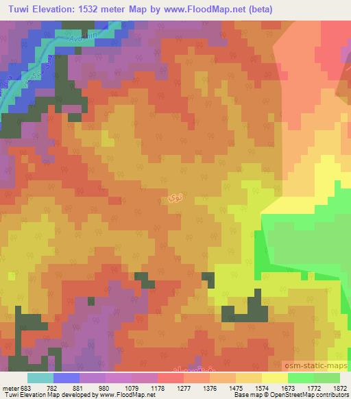 Tuwi,Iraq Elevation Map