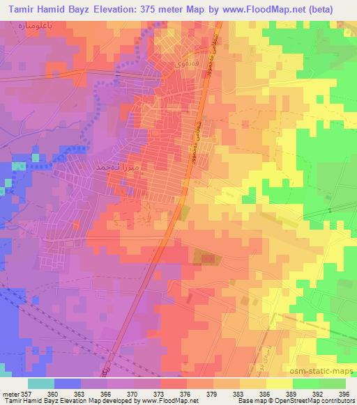 Tamir Hamid Bayz,Iraq Elevation Map