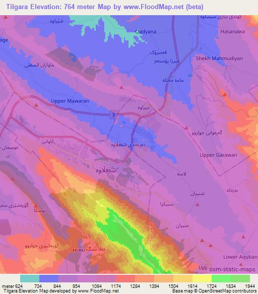 Tilgara,Iraq Elevation Map