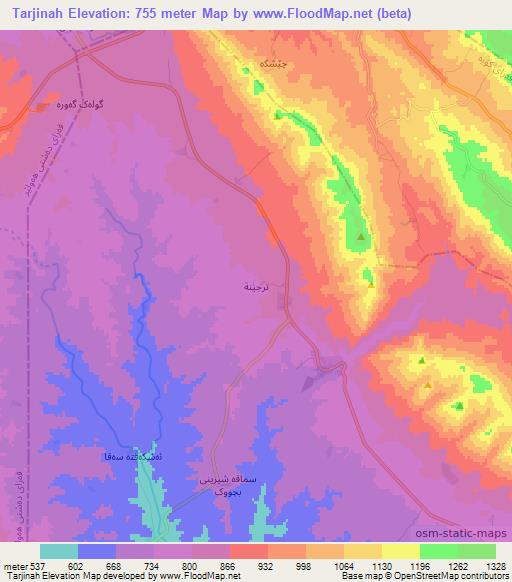 Tarjinah,Iraq Elevation Map