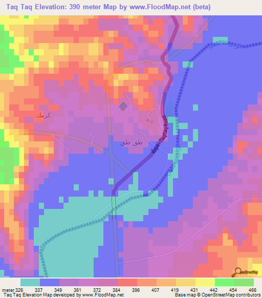 Taq Taq,Iraq Elevation Map