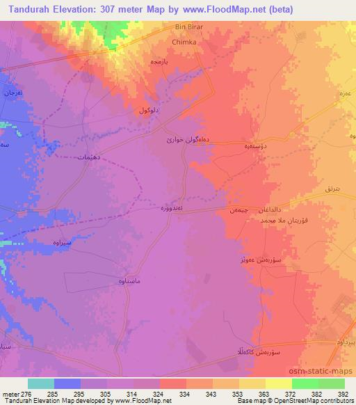 Tandurah,Iraq Elevation Map