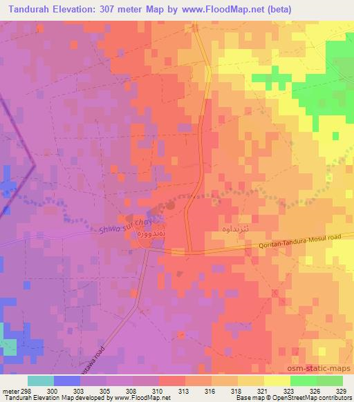 Tandurah,Iraq Elevation Map