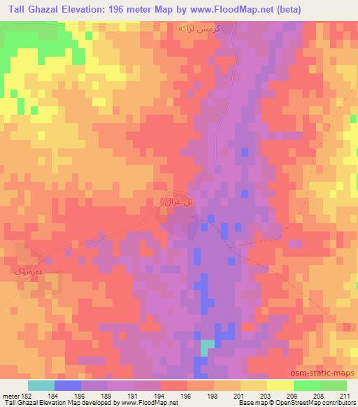 Tall Ghazal,Iraq Elevation Map