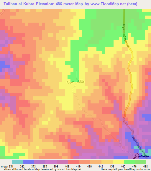 Taliban al Kubra,Iraq Elevation Map
