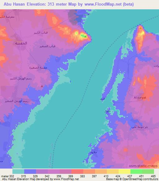 Abu Hasan,Syria Elevation Map