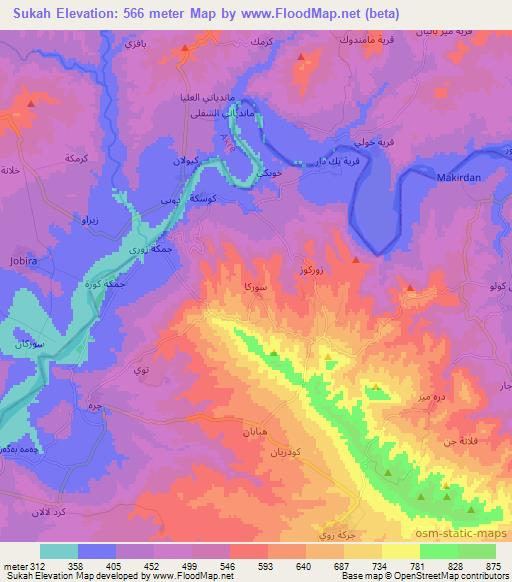 Sukah,Iraq Elevation Map
