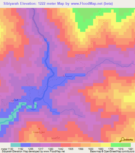 Sibiyarah,Iraq Elevation Map