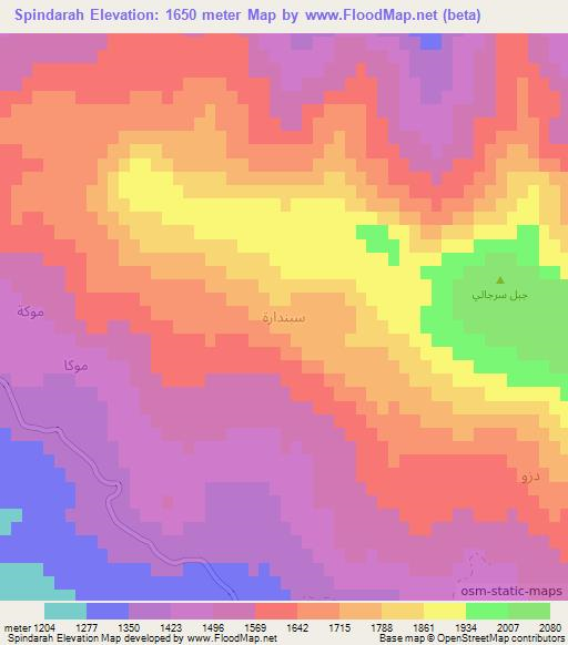 Spindarah,Iraq Elevation Map
