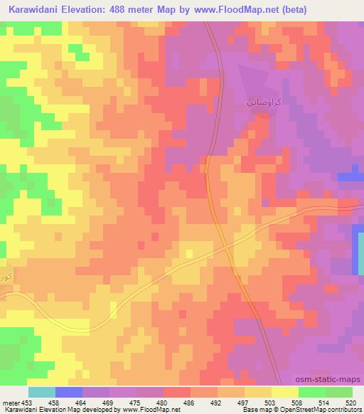 Karawidani,Syria Elevation Map