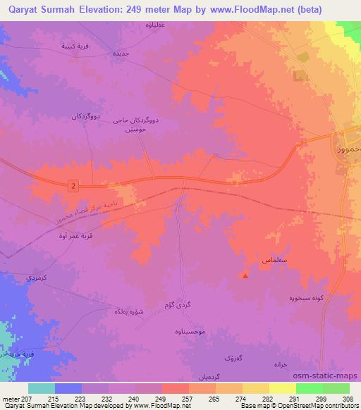 Qaryat Surmah,Iraq Elevation Map